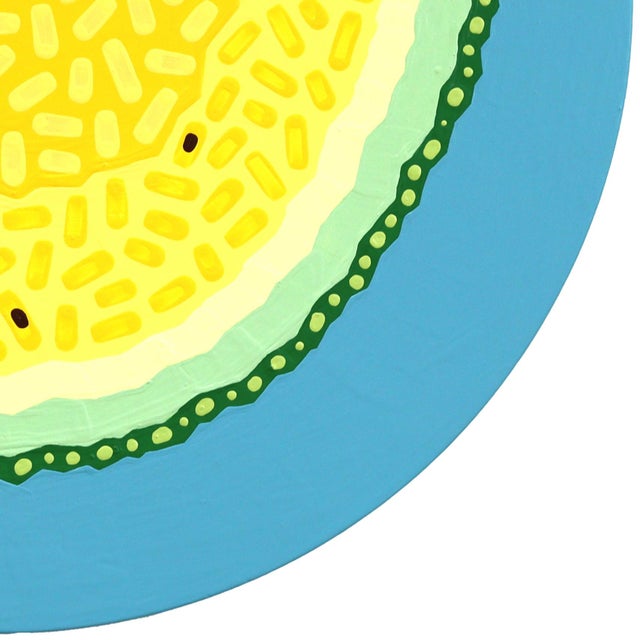 Yellow Watermelon - Original Vibrant Abstract Fruit Still Life Acrylic Painting on Panel by Will Beger For Sale - Image 4 of 9