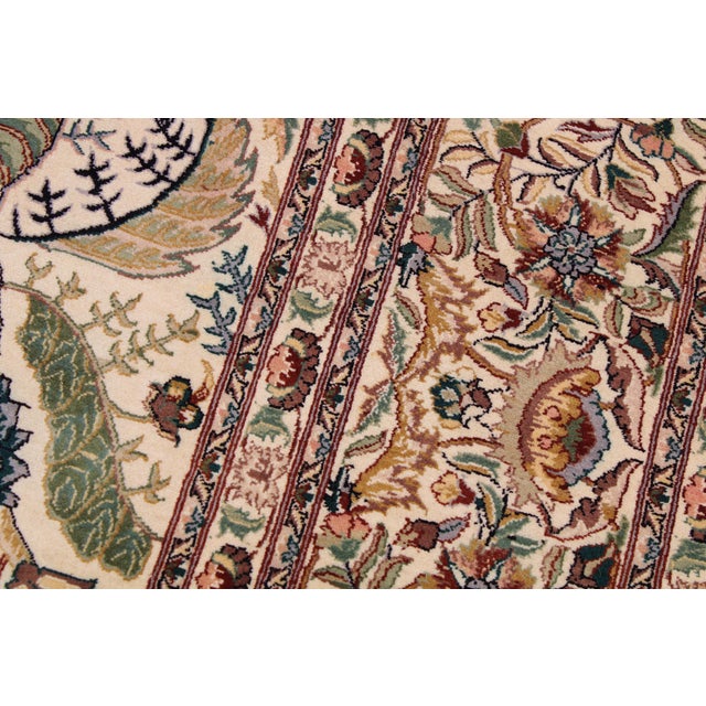 1990s Beauttiful Floral Nagi Pak-Persian Ivory/Ivory Wool Rug - 9'1'' X 12'2'' For Sale - Image 5 of 9