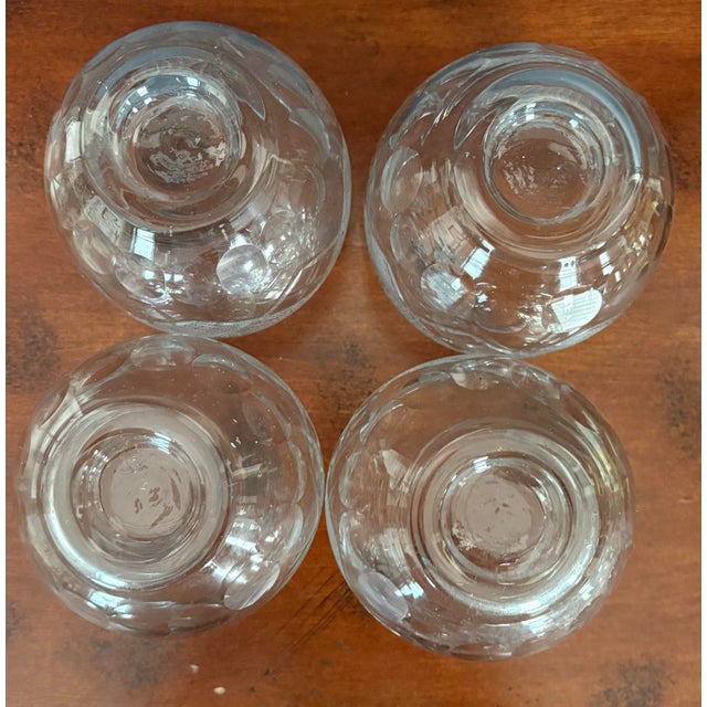 Bohemia Bohemian Hand-Cut Crystal Rocks Glasses, Set of Four, Czech For Sale - Image 4 of 9