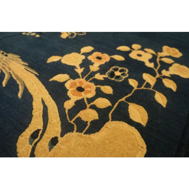 1920s Navy Blue Scene Pictorial Antique Chinese Peking Carpet 5' X7' 8" Knotted Wool Rug For Sale - Image 9 of 12