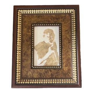 1970’s Original Abstract Figure Watercolor Painting Chunky Vintage Tabletop Frame For Sale