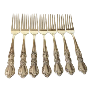 1950s Vintage Rogers "Heritage" Pattern Silverplate Dinner Forks- Set of 7