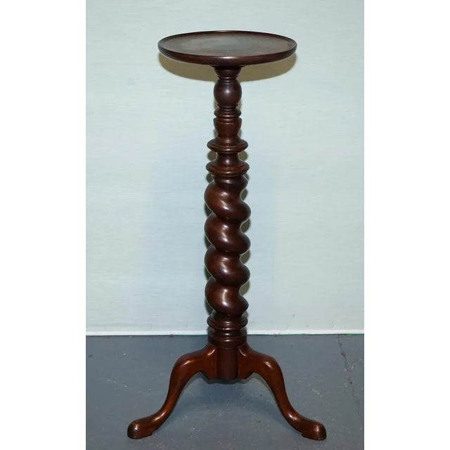 Wood Vintage Hardwood Barley Twist Pedestal Plant Stand For Sale - Image 7 of 9
