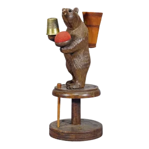 A Lovely Carved Black Forest Bear for Sewing Utensils, Pierre Michel, Brienz
