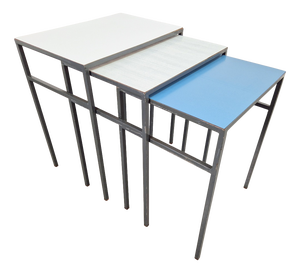 Vintage Mimi Nesting Tables in Metal and Teak by Formica, 1960s, Set of 3