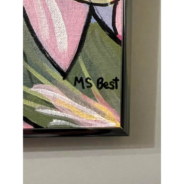 Contemporary Modern Abstract Floral Acrylic Painting OnCanvas Panel, “Love Pink Summer,” Signed, Dated, Framed For Sale - Image 3 of 4