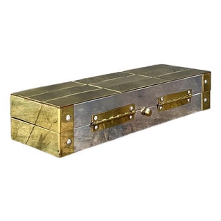 Vintage Checkerboard Brass Box For Sale