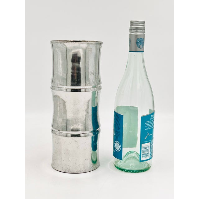Vintage aluminum? bamboo-style vase, likely dating from the 1960s-1970s. Heavy cast aluminum? with a polished metallic...