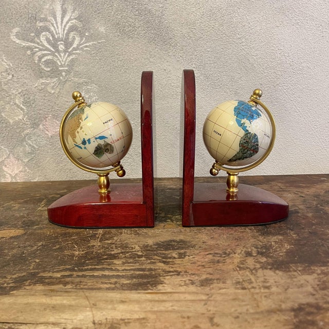 Bookends with Mahogany Globes and Brass Bases, 1980s, Set of 2 For Sale - Image 18 of 18