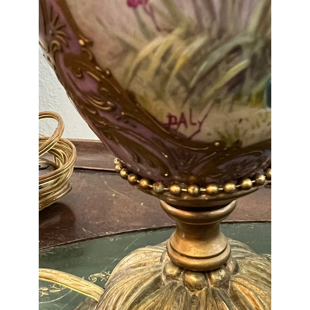 19th Century French Sevres Porcelain Table Lamp Signed For Sale - Image 4 of 12