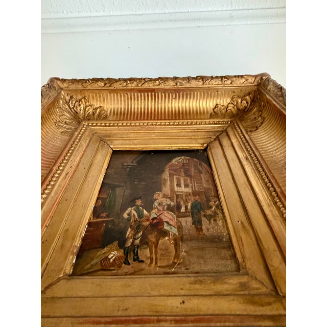 Late 19th Century 19th Century French Genre Painting on Wood Panel in Original Gilt Frame) For Sale - Image 5 of 11