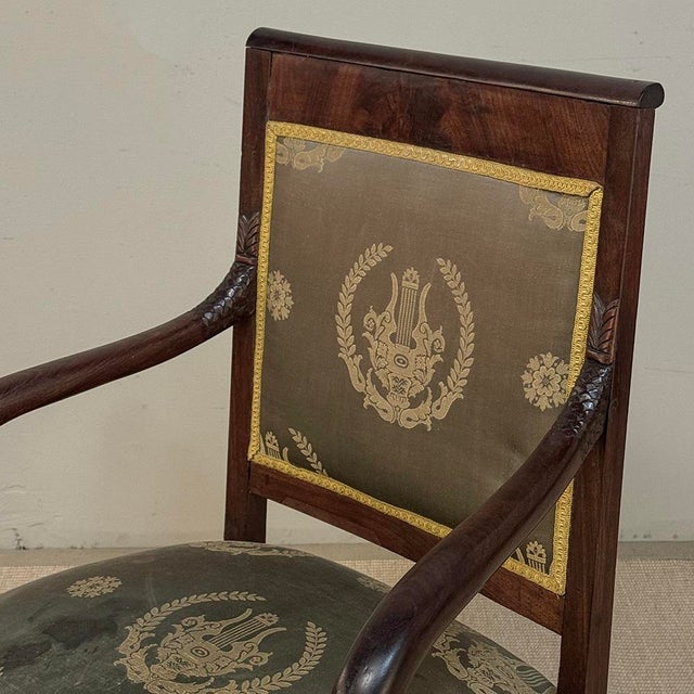 Pair 19th Century French Empire Period Mahogany Armchairs ~ Fauteuils For Sale - Image 15 of 17