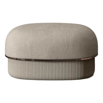 Modern Gentle Small Pouf in Cream Fabric and Bronze Metal by Javier Gomez For Sale