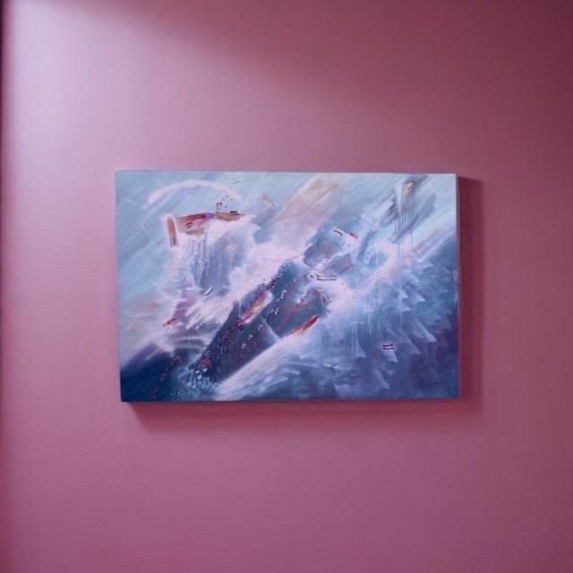 Abstract Original Painting on Canvas 76 x 51 Architectural 1980s Provenance For Sale - Image 10 of 11