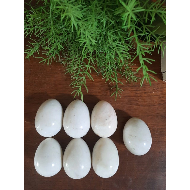 Stone XL White Alabaster Marble Duck Eggs Easter For Sale - Image 7 of 12