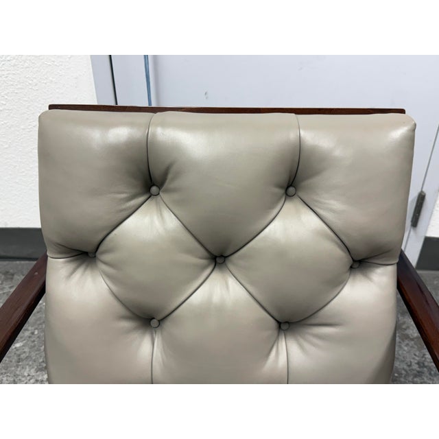 Animal Skin Thomas Pheasant for Baker Athena Leather Armchair For Sale - Image 7 of 12
