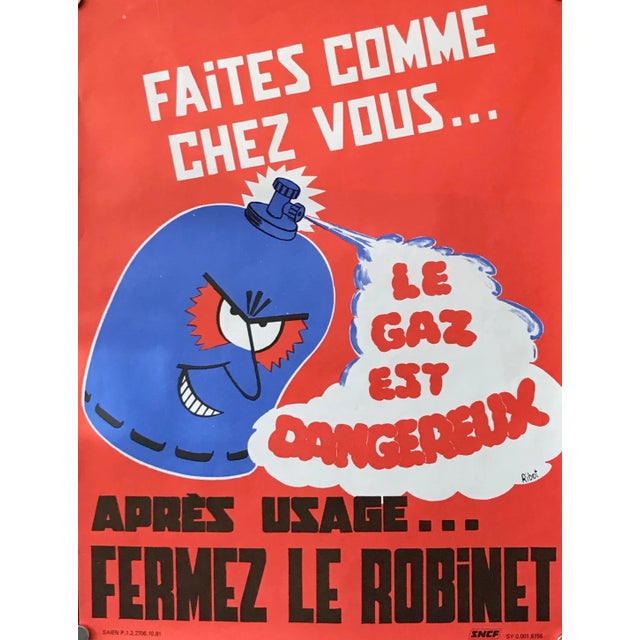 1981 Original French Workplace Safety Poster - Faites Comme Chez Vous ... For Sale