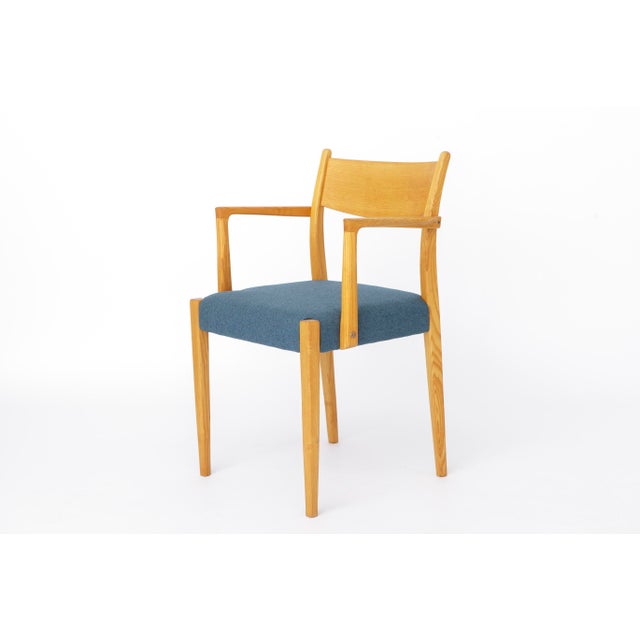Mid-Century German Beechwood Armchair with Blue Upholstery, 1960s For Sale - Image 4 of 10