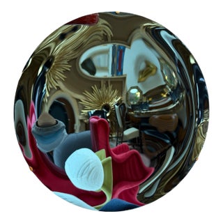 Italian Blue Concave Wall Mirror, 1970s For Sale