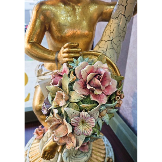 Ceramic Lorenzon Italian Gold Cherub Ceramic Sculpture For Sale - Image 7 of 10