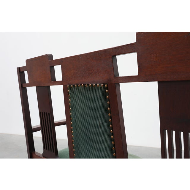 Art Nouveau Walnut Settee with Floral Marquetry, Belgium, 1890s For Sale - Image 13 of 15