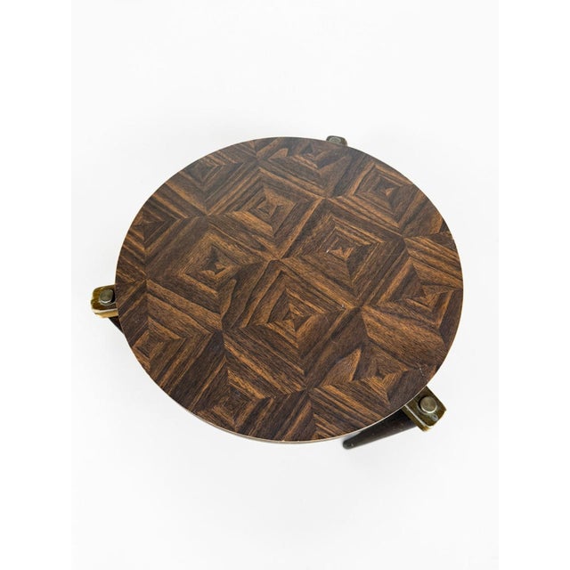 1960s 1960s Vintage Mid Century Laminate Top Round Side Accent Table For Sale - Image 5 of 7