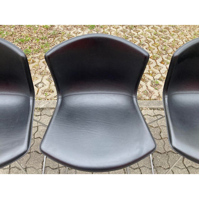 Model 420 Side Chair in Saddle Leather by Harry Bertoia for Knoll Inc. / Knoll International, 2017, Set of 6 For Sale - Image 11 of 18