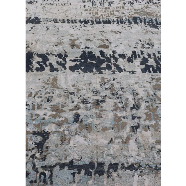 Indian Modern Indian Abstract Bamboo Silk and Wool Gallery Runner in Earthy Tones For Sale - Image 3 of 12