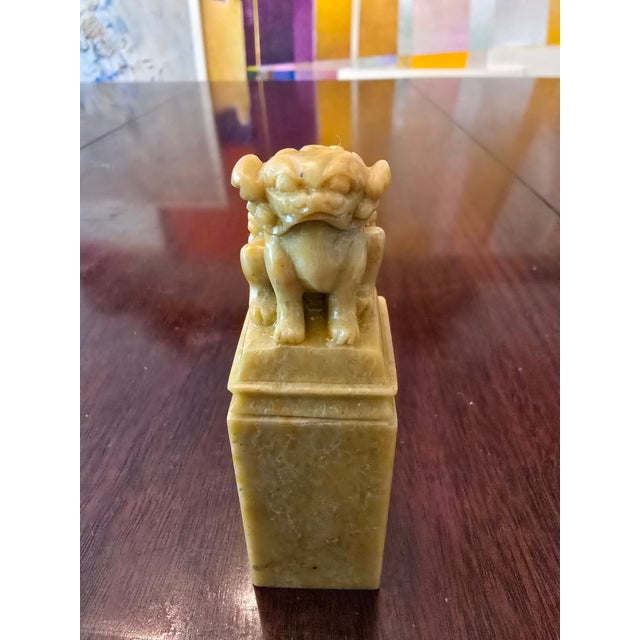 Stone Vintage Chinese Carved Lion Seal For Sale - Image 7 of 9