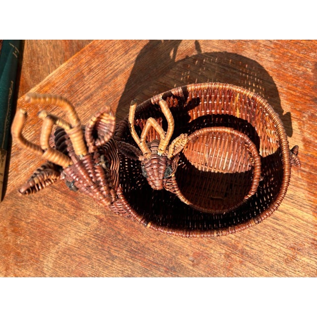 Brown Vintage Wicker Reindeer Nesting Baskets- a Pair For Sale - Image 8 of 8