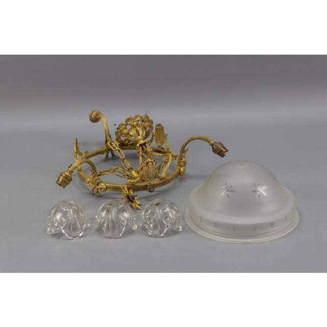 Four Light French Neoclassical Style Gilt Bronze and Glass Chandelier For Sale - Image 17 of 18