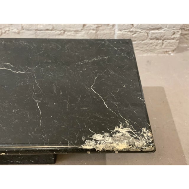 1980s Vintage Nero Marquina Postmodern Black Marble Coffee Table For Sale In Chicago - Image 6 of 12