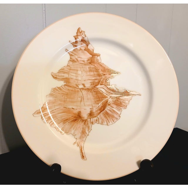 4 Fitz and Floyd Coquille Dinner Plates, Peach Seashell Pattern For Sale In San Diego - Image 6 of 7