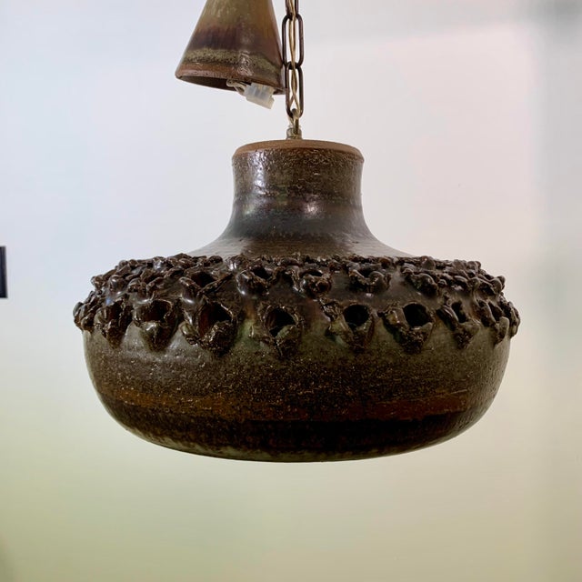 Ceramic 1970s Stoneware Light Fixture by Aksel Larsen for Axella (Denmark) For Sale - Image 7 of 11