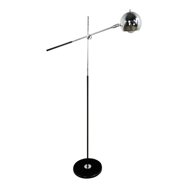 Mid-Century Modern Orbital Chrome Ball Adjustable Floor Lamp Attributed to the Eyeball Lamp by Robert Sonneman For Sale