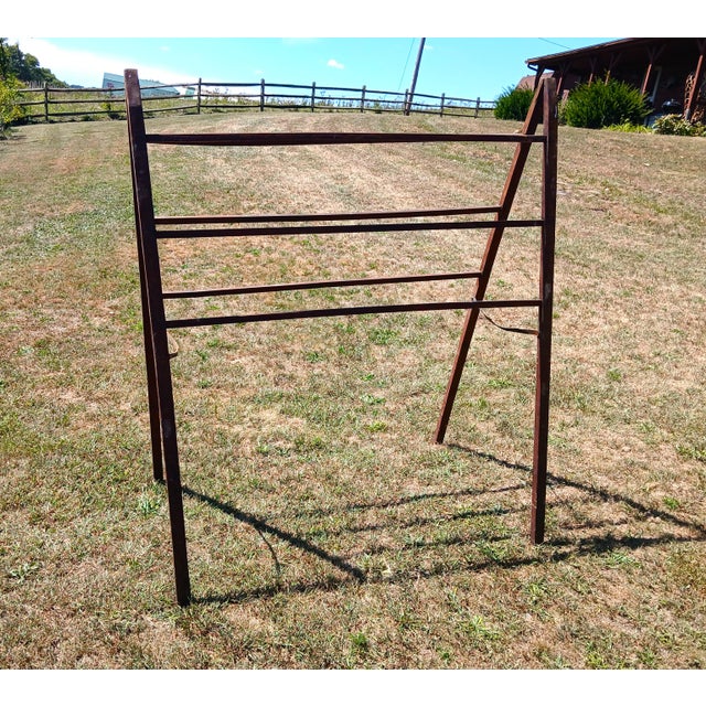 Antique Roosting Fold Up Ladder Rack Original Old Red Paint 1880s For Sale - Image 4 of 13