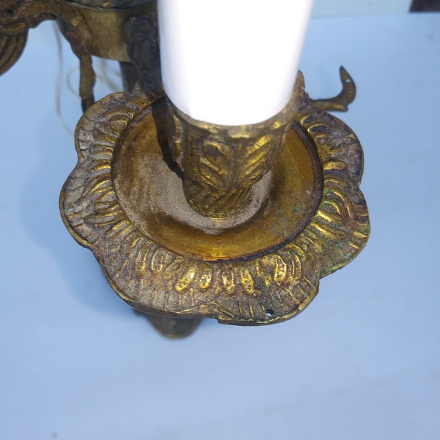 Bronze Mid 20th Century French Rococo Style 5 Light Candelabra Lamp For Sale - Image 8 of 18