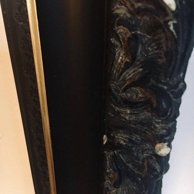 Victorian 29" Antique Victorian Gothic Gesso & Gilt Ebonized Frame For Sale - Image 3 of 9