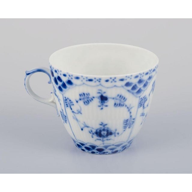 Blue Fluted Full Lace Coffee Cups with Saucers from Royal Copenhagen, 1960s, Set of 16 For Sale - Image 4 of 9
