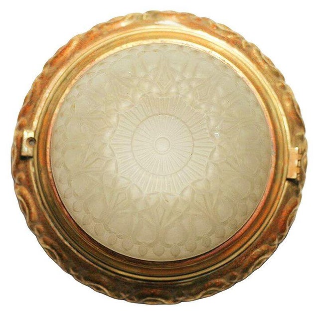 An original 1930s bronze dome ceiling or wall light fixture, designed in the Empire Style, complete with its original...