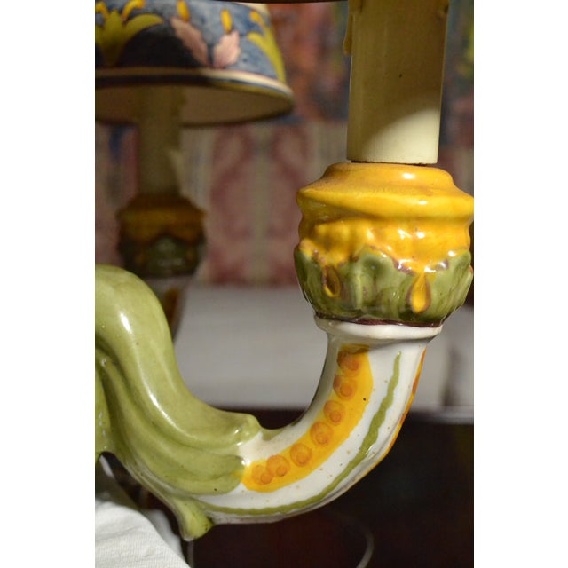 Vintage Portuguese Chandelier Fábrica Sant'Anna Ceramic Art 5 Light W/Chain For Sale - Image 11 of 15