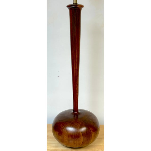 Monumental Sculpted & Inlaid Walnut Lamp after Philip Powell For Sale In West Palm - Image 6 of 7