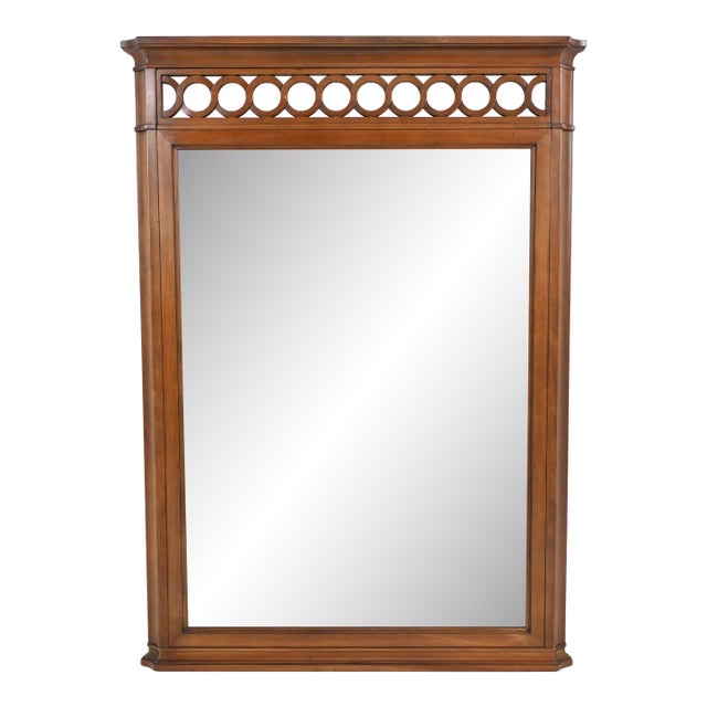 Kindel Neoclassical Regency Style Cherry Wood Wall Mirror With Pierced Gallery For Sale