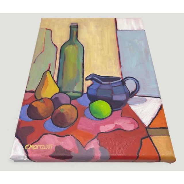 Contemporary "The Geometry of Color" Contemporary Still Life With Green Glass Bottle For Sale - Image 3 of 7