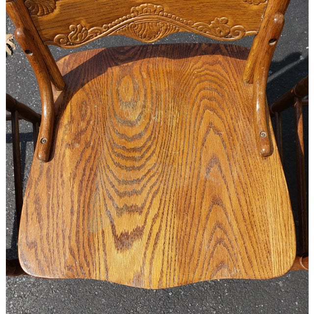 Vintage Amish Oak Country Pressed Back Spindle Chairs, a Set Chairish