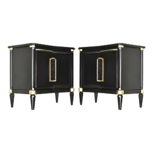 MCM Nightstands in Black and Gold by Helen Hobey Baker - Newly Painted