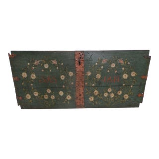 Swedish 100% Original Painted Trunk Front Dated 1814 For Sale