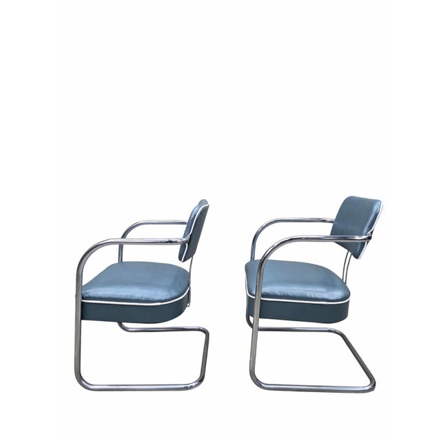 Mid 20th Century Art Deco Cantilever Chairs Newly Reupholstered - Pair For Sale In Chicago - Image 6 of 11