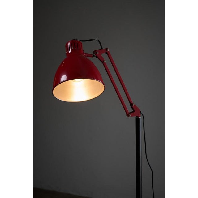 Industrial Red and Black Arma Adjustable Floor Lamp from Metalarte, 1970s For Sale - Image 3 of 9
