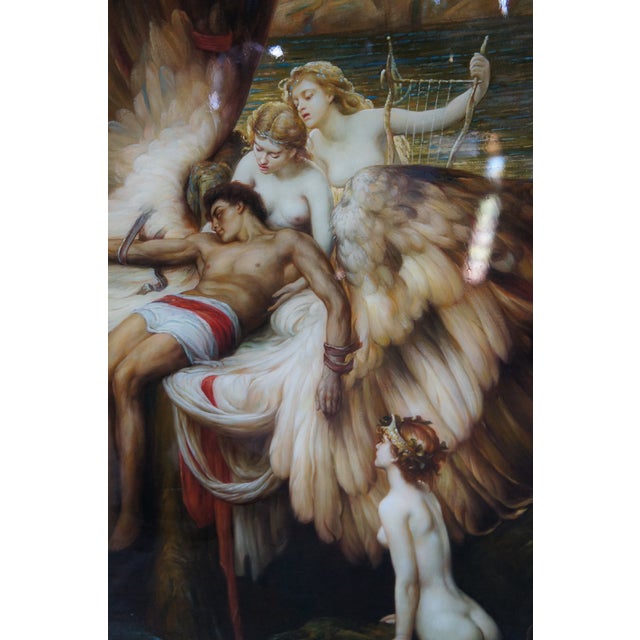 Brown Mid 20th Century Lament for Icarus Greek Mythology Oil Painting After Herbert James Draper 65" For Sale - Image 8 of 13